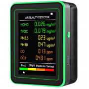 Профессиональный датчик детектор качества воздуха 6 в 1 Safewill M26 мониторинг PM2.5 PM10 пыли CO₂ углекислого газа HCHO формальдегида TVOC легких органических соединений для дома офиса больниц производств складов Black-Green