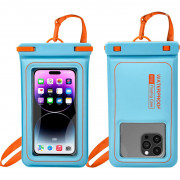 Водонепроницаемый Чехол Кейс для телефона Подводный водозащитный бокс для Подводной съемки Универсальный для устройств до 6,9" для iPhone Samsung Xiaomi Blue