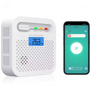 Профессиональный Дистанционный WIFI Датчик Детектор угарного газа Дыма оповещатель Сигнализатор высокого уровня CO Высокоточный с оповещением в приложение Tuya SmartLife на смартфон Удаленно через интернет Аккумулятор на 10 лет работы