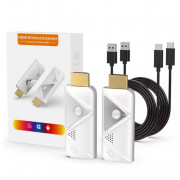 Комплект 2 шт передатчик и приемник беспроводной HDMI Plug and Play 1080P 60Hz 5GHz адаптер для передачи видеосигнала видеопередатчик аудио и видео удлинитель сигнала для бизнес презентаций TX RX WiFi 30 метров для ПК ТВ ноутбука DT257W