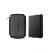 Внешний жесткий диск 1 тб карманный hdd портативный Toshiba A5 черный usb винчестер юсб накопитель на 1тб для ноутбука пк компьютера + Защитный кейс