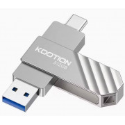 Внешний Твердотельный SSD накопитель KOOTION U600 2 в 1 USB 3.2 + Type-C для Windows Android OTG iPhone TC 16 16 Брелок Поворотный высокоскоростной 450Mb/с 512Gb Silver